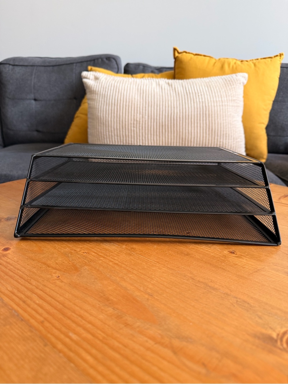 Black Mesh 3-Tier Desk Organizer